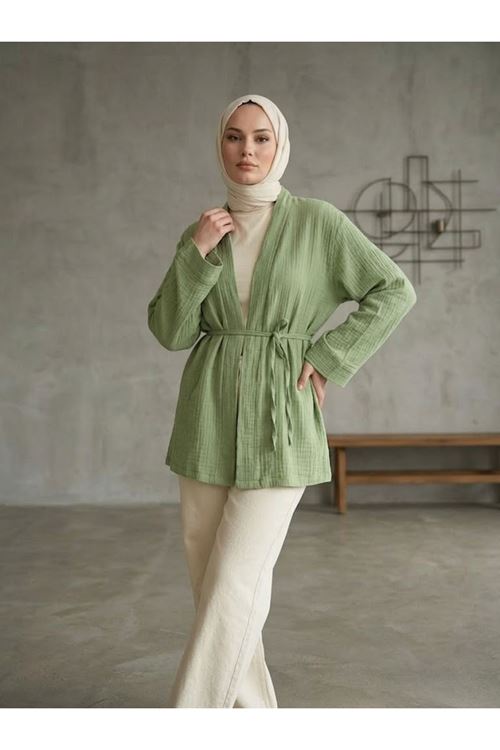 HIR02449-MNT Müslin Kimono-Mint