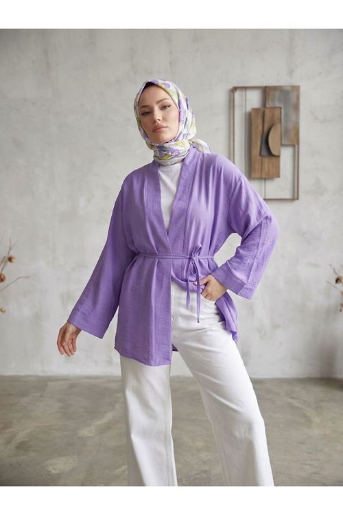 HIR02444-LİL Çilek Hırka-Lila