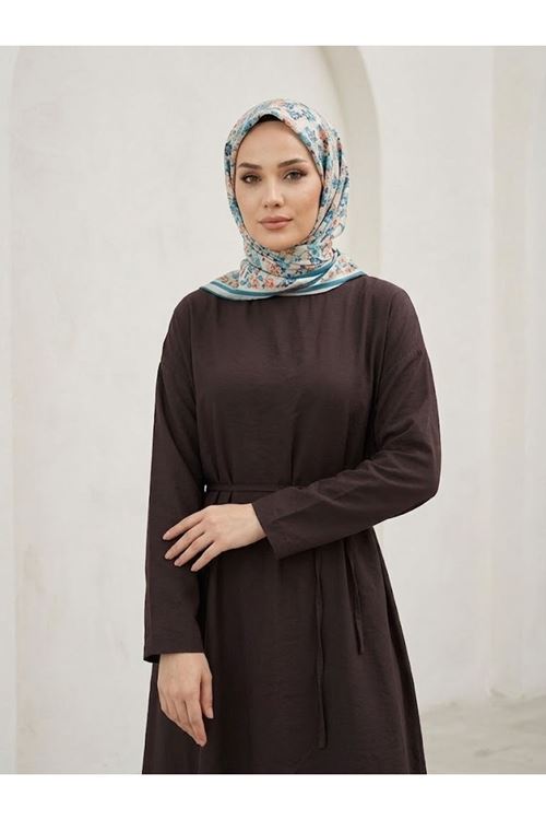 ELB04156-KHV Kupra Elbise-Kahve