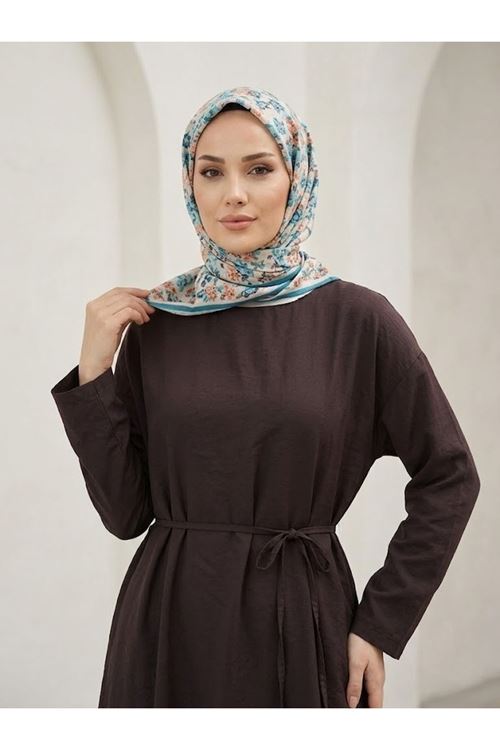 ELB04156-KHV Kupra Elbise-Kahve
