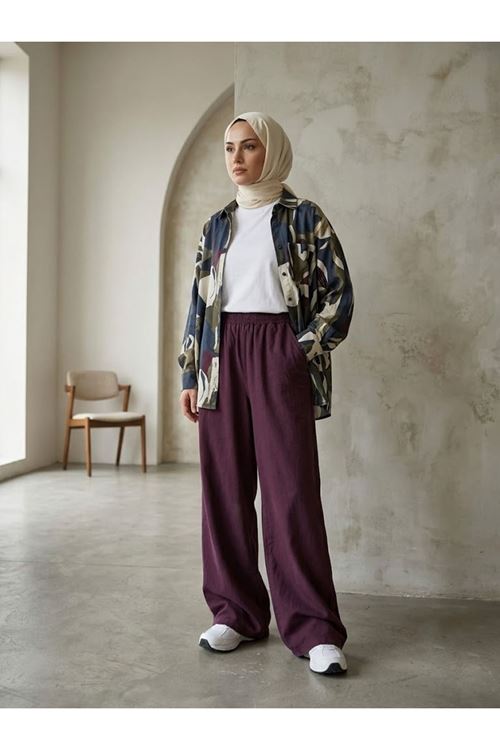 PNT01572-BRD Cepli Yıkamalı Pantolon-Bordo