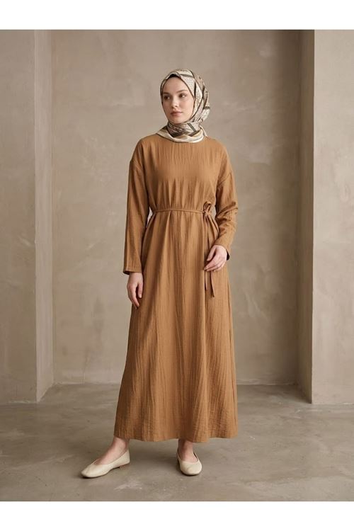 ELB04162-TAB Çilek Elbise-Taba