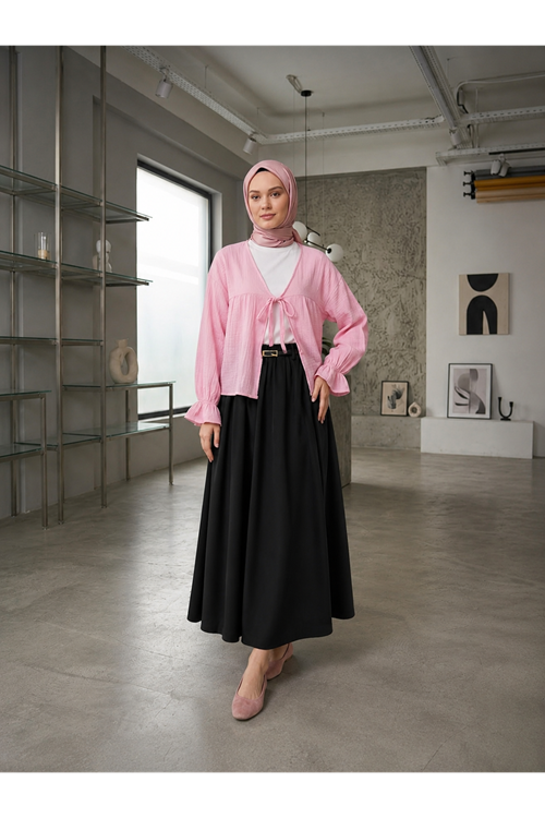 MOE03066-SYH Kemerli Dubai Etek-Siyah