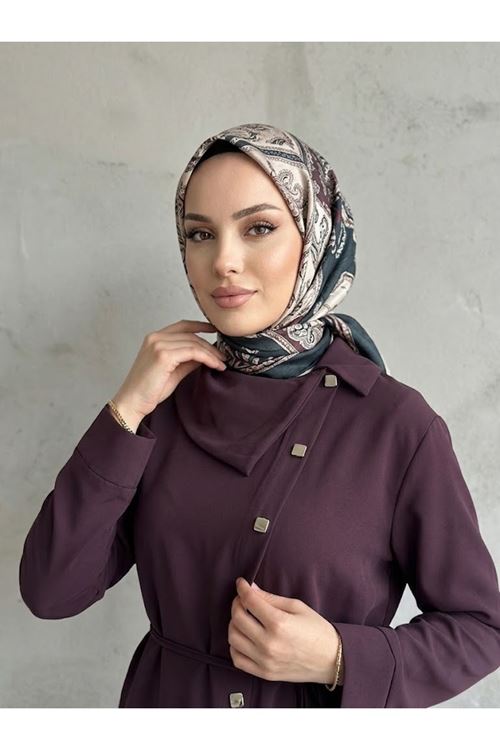 EİT00134-BRD Çapraz Düğmeli Etekli Takım-Bordo