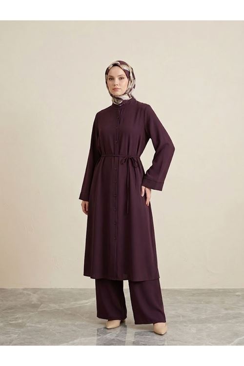 PİT00536-BRD Takma Manşet Hakim Yaka Takım-Bordo