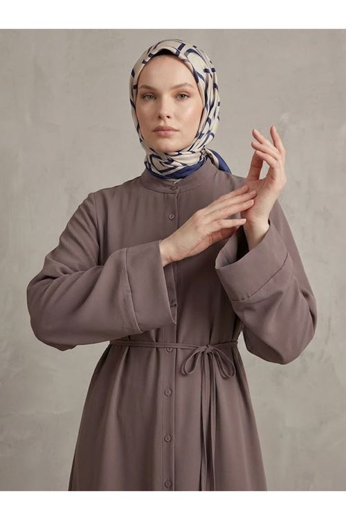 PİT00536-P102 Takma Manşet Hakim Yaka Takım-Açık Kahve