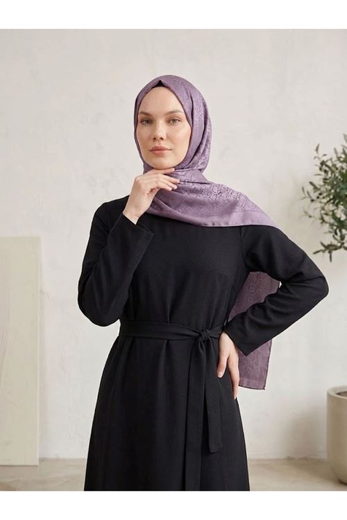 ELB04171-SYH Kuşak Detay Elbise-Siyah