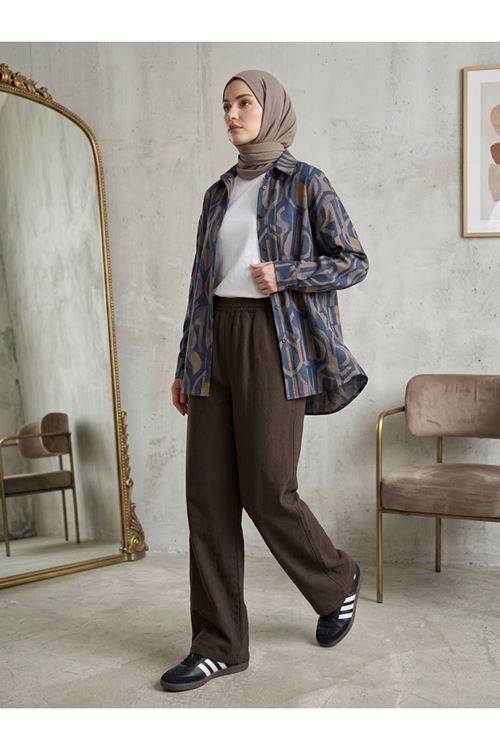 PNT01577-KHV Cepli Yıkamalı Pantolon-Kahve