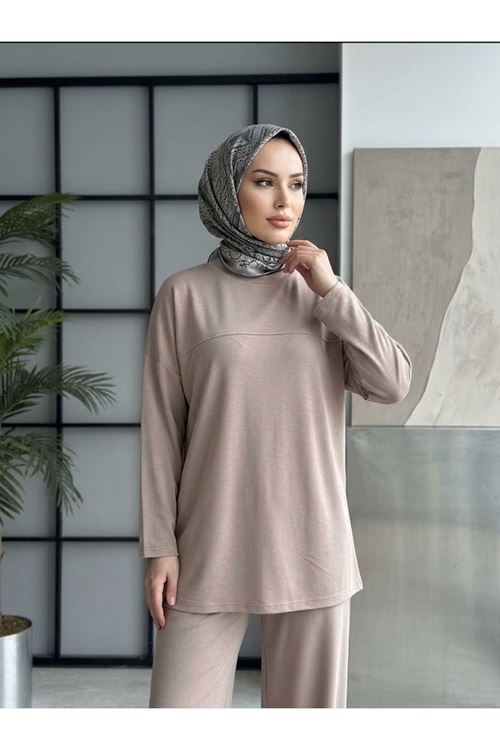 PİT00544-BEJ Roba Detay Pantolonlu Takım-Bej