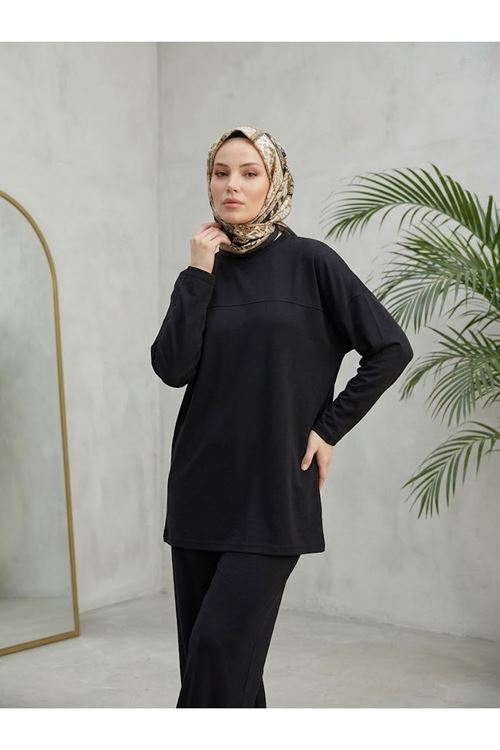PİT00544-SYH Roba Detay Pantolonlu Takım-Siyah