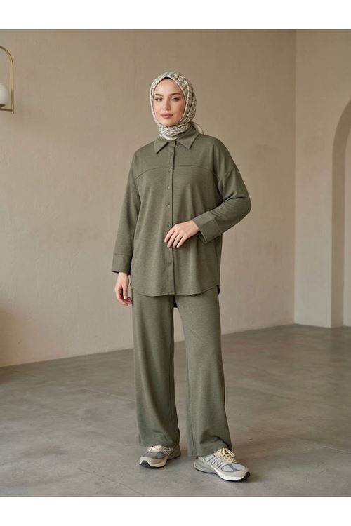 PİT00548-HKİ Roba Detay Panolonlu Takım-Haki