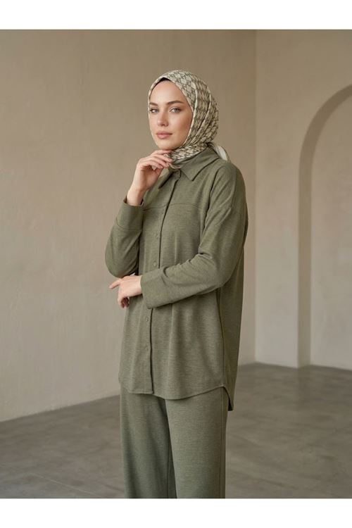 PİT00548-HKİ Roba Detay Panolonlu Takım-Haki