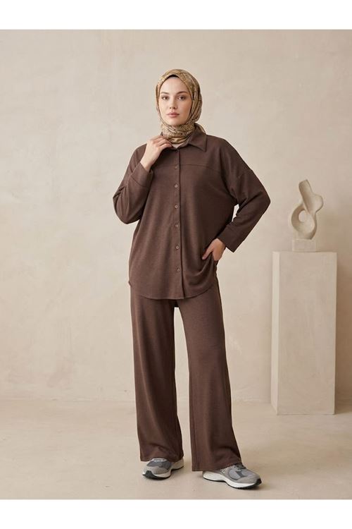 PİT00548-KHV Roba Detay Panolonlu Takım-Kahve