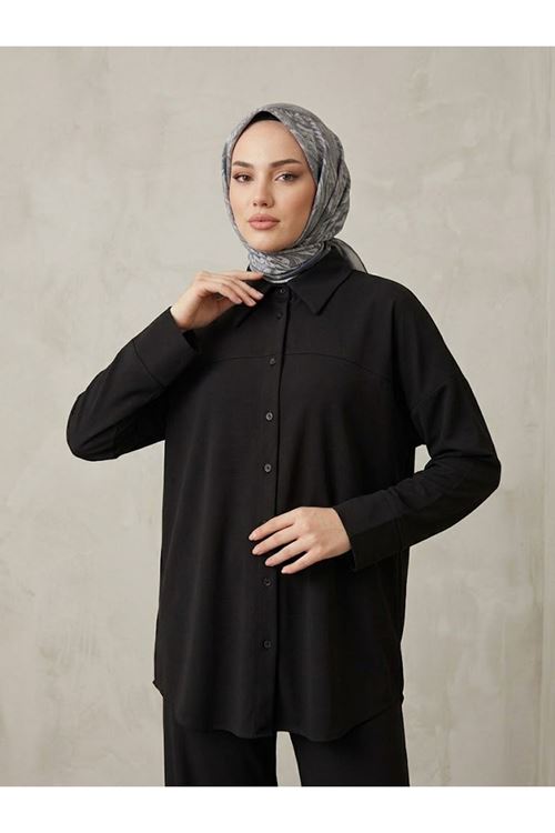 PİT00548-SYH Roba Detay Panolonlu Takım-Siyah