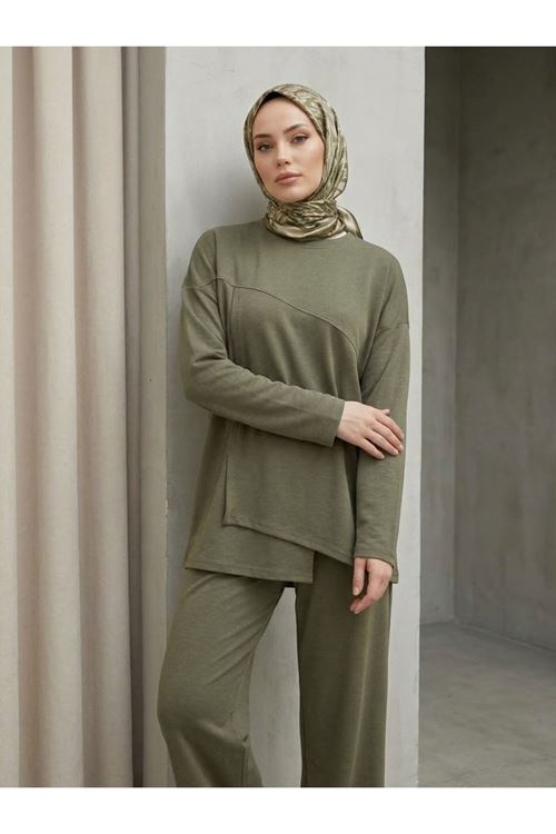 PİT00546-HKİ Ön Hareket Detay Pantolonlu Takım-Haki