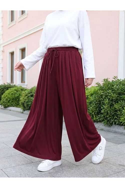 PNT01579-BRD Pileli Oysho Pantolon-Bordo