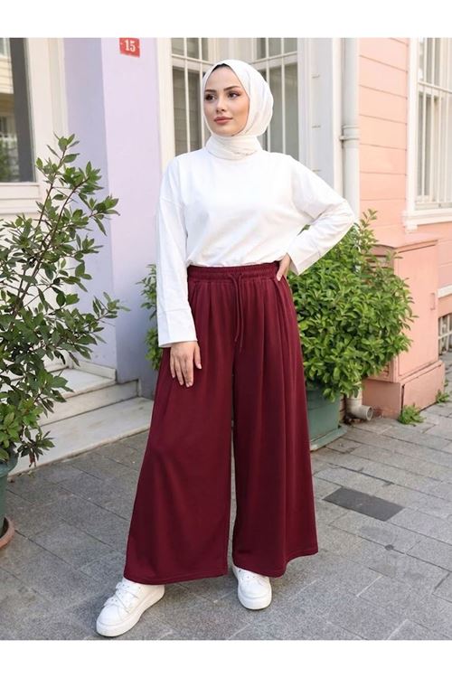 PNT01579-BRD Pileli Oysh Pantolon-Bordo