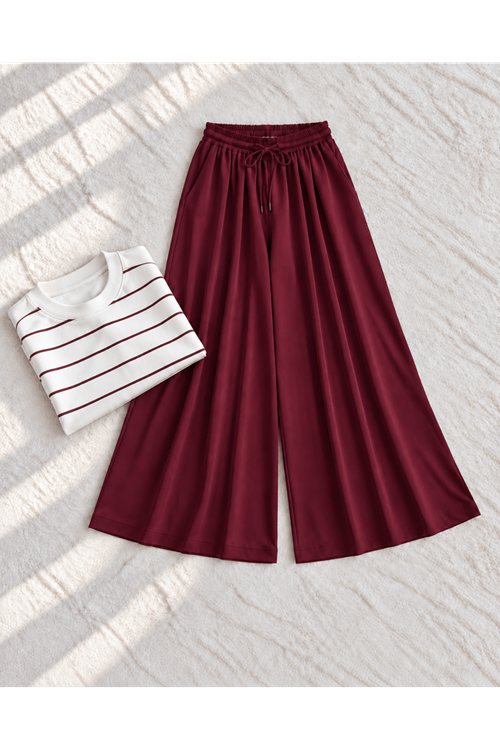 PNT01579-BRD Pileli Oysh Pantolon-Bordo