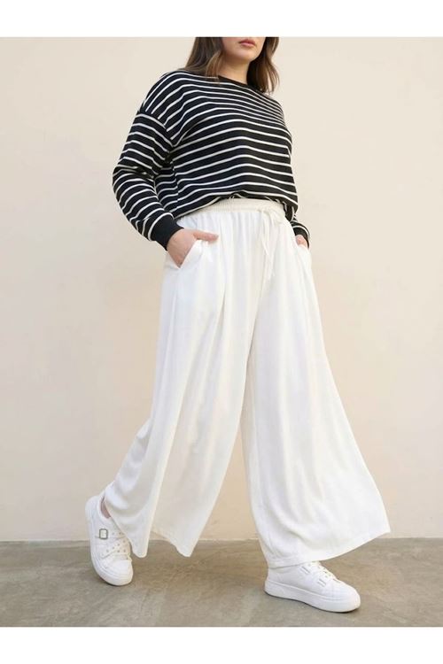 PNT01579-EKR Pileli Oysho Pantolon-Ekru