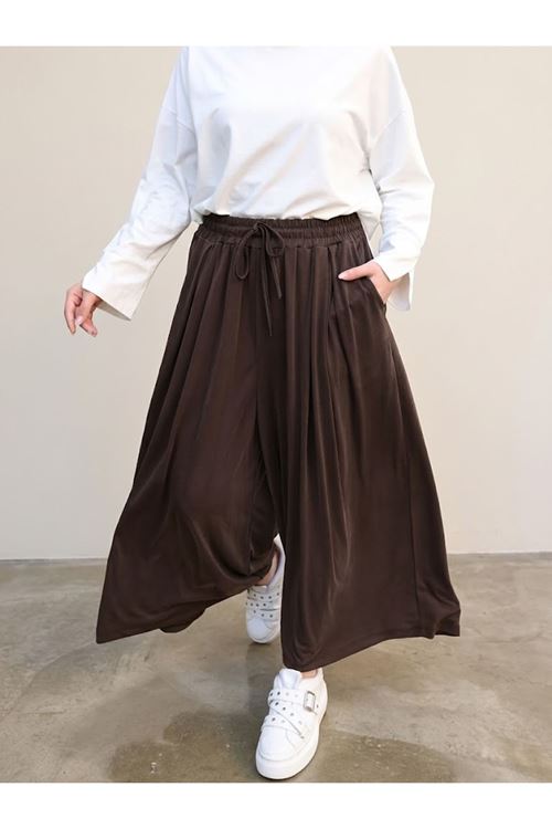 PNT01579-KHV Pileli Oysho Pantolon-Kahve