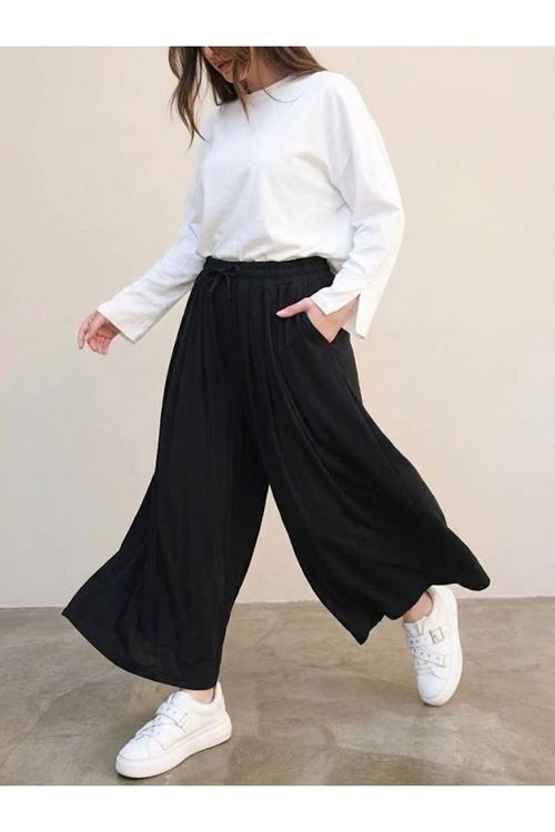 PNT01579-SYH Pileli Oysho Pantolon-Siyah