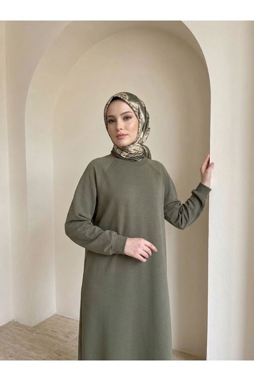 ELB04176-HKİ Reglan Kol Oysho Elbise-Haki