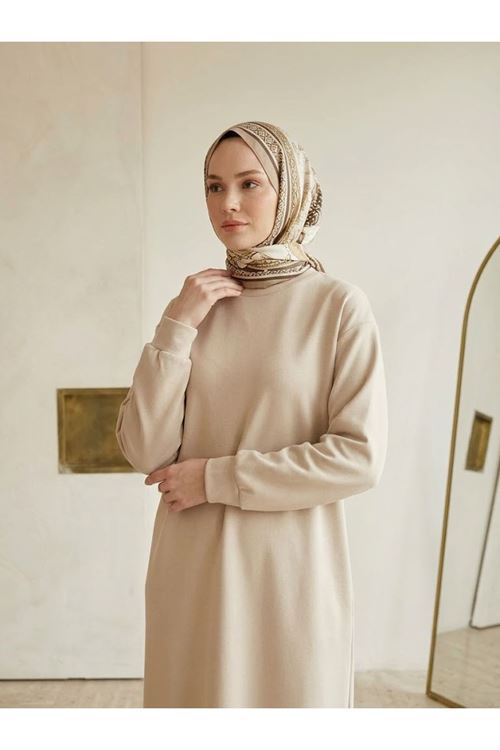 ELB04177-BEJ Manşet Detay Oysho Elbise-Bej