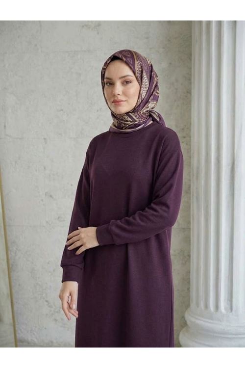 ELB04177-BRD Manşet Detay Oysh Elbise-Bordo