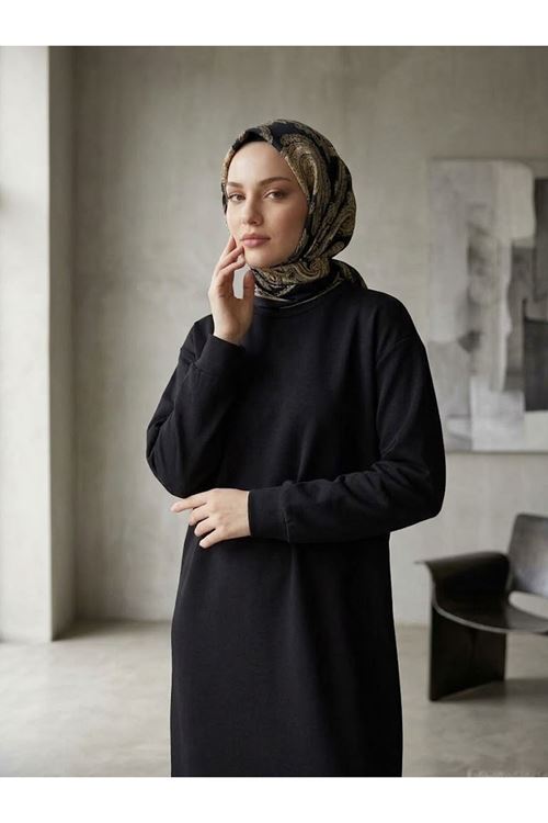 ELB04177-SYH Manşet Detay Oysh Elbise-Siyah