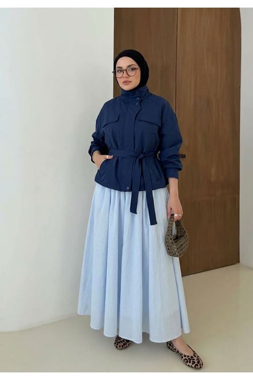 MOE03065-MAV Astarlı  Etek-Mavi
