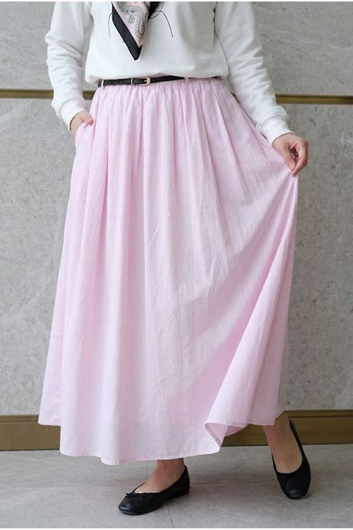 MOE03065-PMB Astarlı  Etek-Pembe