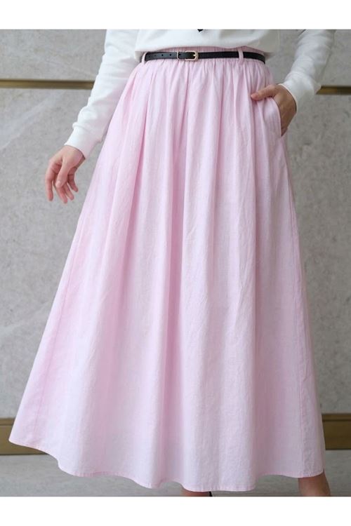 MOE03065-PMB Astarlı  Etek-Pembe