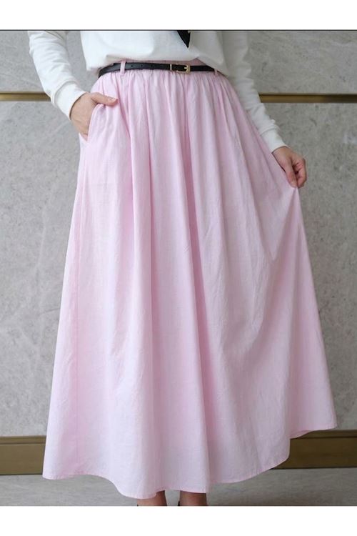 MOE03065-PMB Astarlı  Etek-Pembe