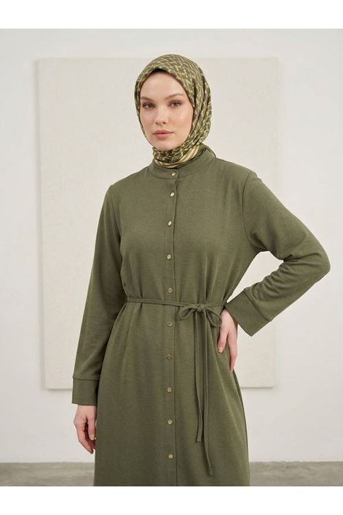 PİT00552-HKİ Hakim Yaka Pantolonlu Pike Takım-Haki