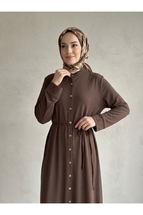 PİT00552-KHV Hakim Yaka Pantolonlu Pike Takım-Kahve