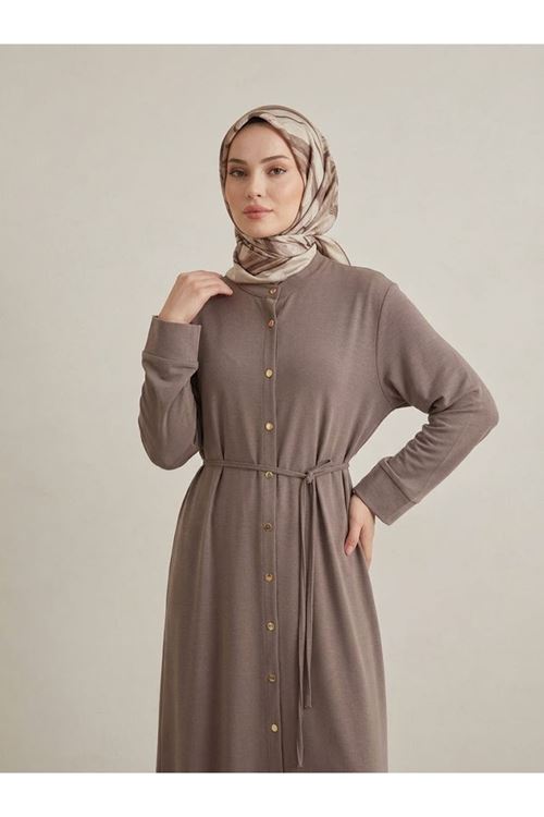 PİT00552-P102 Hakim Yaka Pantolonlu Pike Takım-Açık Kahve