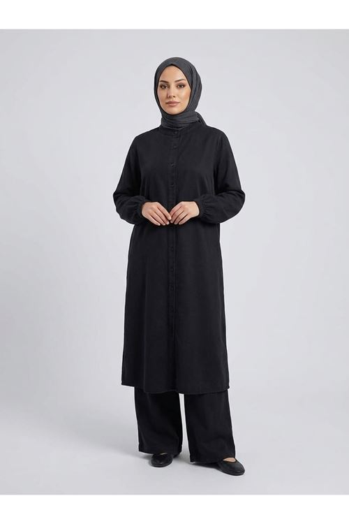 PİT00554-SYH Hakim Yaka Pantolonlu Takım-Siyah