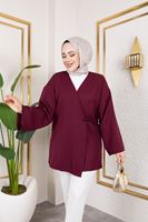TUN05814-MRD Yan Bağlamalı Atlas Tunik-Mürdüm