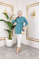 TUN05870-MNT Çift Kapak Detay Tunik-Mint