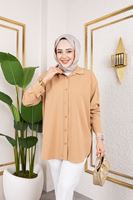 TUN05875-CRM Roba Detay Tunik-Karamel