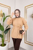 TUN05878-CRM Ön Nevrür Detay Dubai Tunik-Karamel