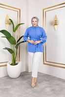 TUN05878-İND Ön Nevrür Detay Dubai Tunik-İndigo