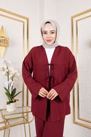 PİT00472-BRD Ön İki Bağcıklı PantolonluTakım-Bordo