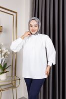TUN05881-EKR Yaka Pileli Tunik-Ekru