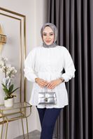 TUN05888-EKR Etek Fırfır Detay Dubai Tunik-Ekru