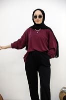 TUN05929-BRD Ön Roba Detay Pike Tunik-Bordo