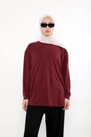 TUN05930-BRD Ön Parçalı Pike Tunik-Bordo