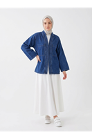 CKT01783-LCV Cep Detaylı Sıra Dikişli Kot Ceket-Lacivert