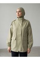 CKT01786-MNT Apoletli Cep Kapaklı Ceket-Mint