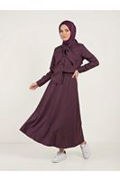 EİT00112-BRD Yaka Detay Etekli Takım-Bordo